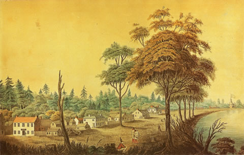 Elizabeth Francis Hale's watercolour Part of York the Capital of Upper Canada on the Bay of Toronto in Lake Ontario, 1804 (Library and Archives Canada, C-34334)